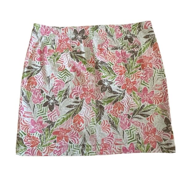 J. Jill ~ Women’s Floral live in chino skirt ~ zipper and button closure ~ sz 14 - Picture 2 of 10